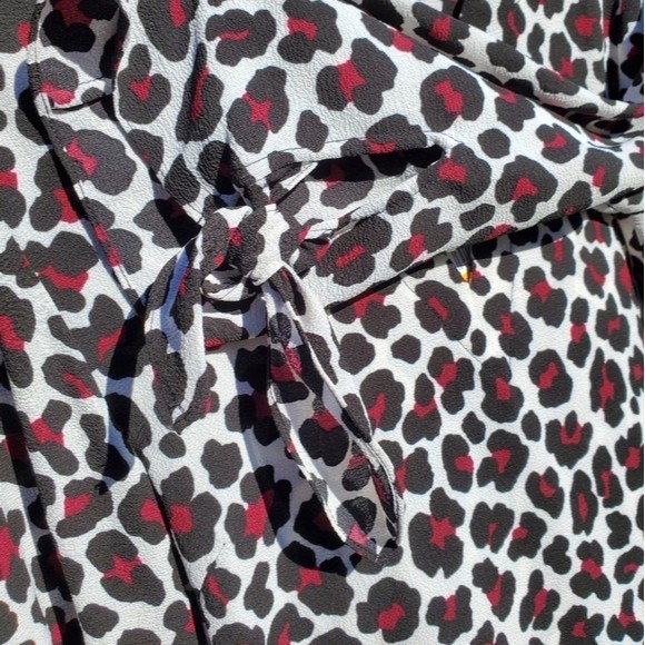 NWT Michael Kors Burgundy Leopard Print Women's Blouse - Picture 6 of 16